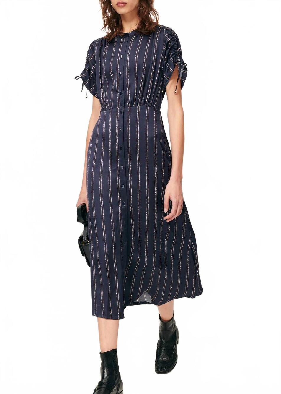 NEW SESSUN nolong midi dress in navy plumikat